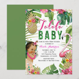 Talofa Tropisk Blommig Babyflicka Vintage Dusch Inbjudningar