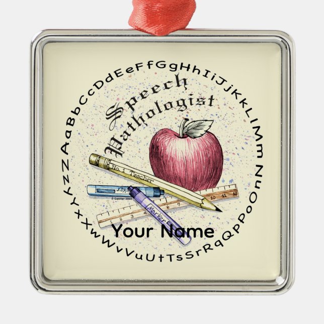 Talogpedagog Premium Fyrkantig Ornament (Framsidan)