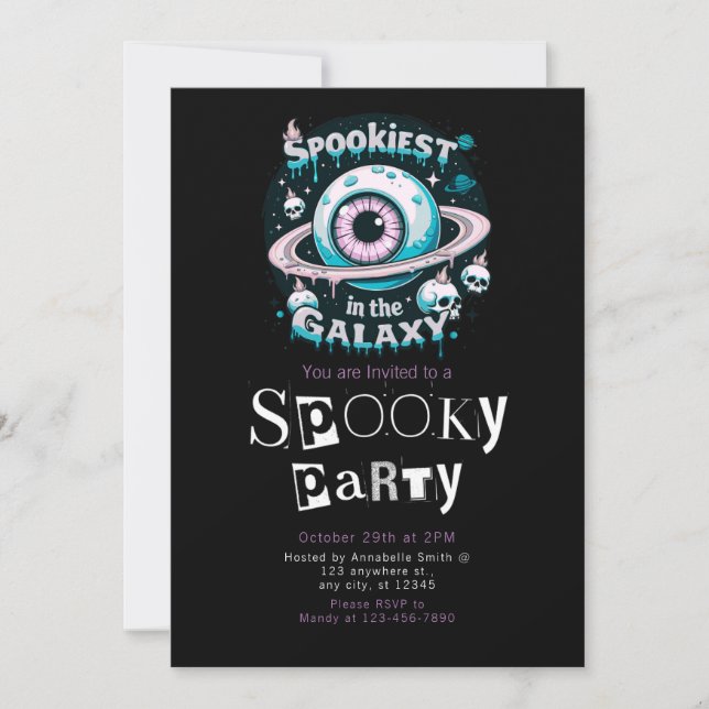 Talokiest Galaxy Modern Minimalist Halloween Inbjudningar (Framsida)