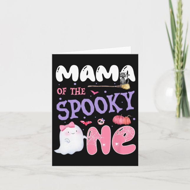 Taloky 1:a födelsedagen Halloween Rosa Ghos Kort (Framsida)