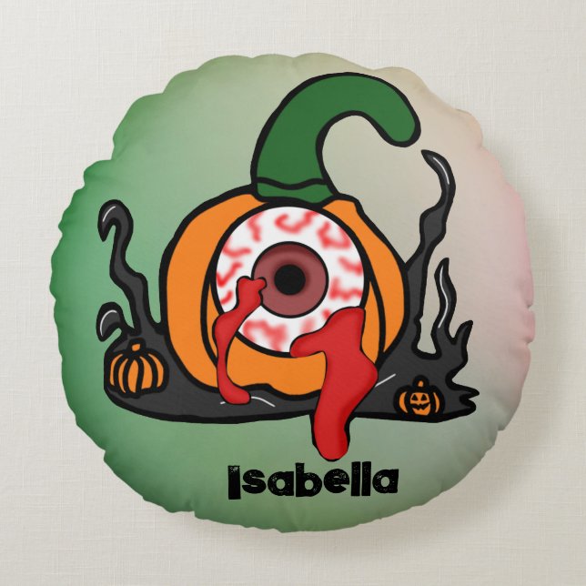 Taloky Bloodshot Pumpkin Round Pillow Rund Kudde (Framsidan)