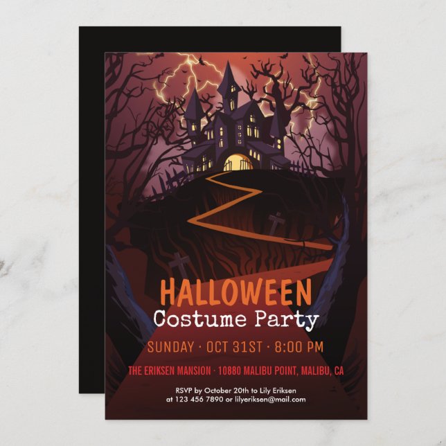 Taloky Castle Halloween Costume Party| Inbjudan (Fram/baksida)
