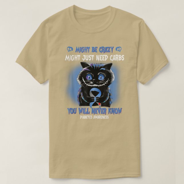 Taloky Cat kan vara galet Blue Ribbon Diabetes Awa T Shirt (Design framsida)