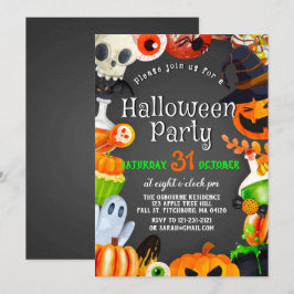 Taloky Chic Wicked Witch Halloween Pumpkin Party Inbjudningar