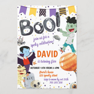 Taloky Costume Boo Halloween Barns födelsedag Part Inbjudningar