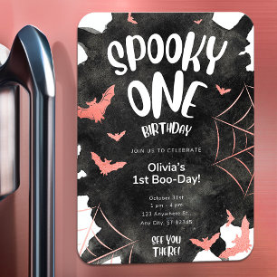 Taloky en inbjudan Halloween Birthday Rosa Fladder Magnet