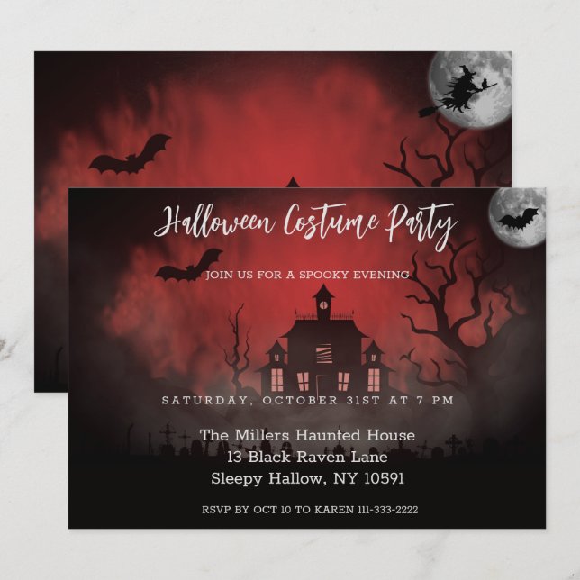 Taloky Evening Haunted House Party-inbjudan Inbjudningar (Fram/baksida)