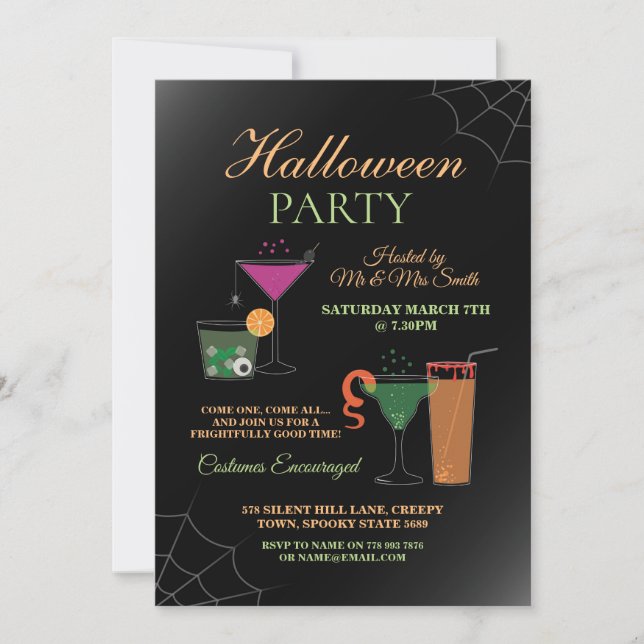 Taloky för Halloween Cocktail House Party Inbjudan (Framsida)