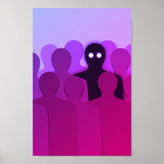 Taloky Ghost i People Crowd Horror Art Poster (Framsidan)