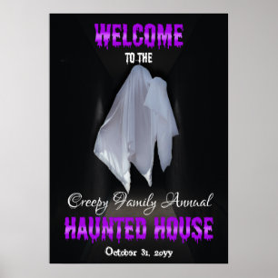 Taloky Ghost Mörk Hallway Haunted House Välkommen Poster