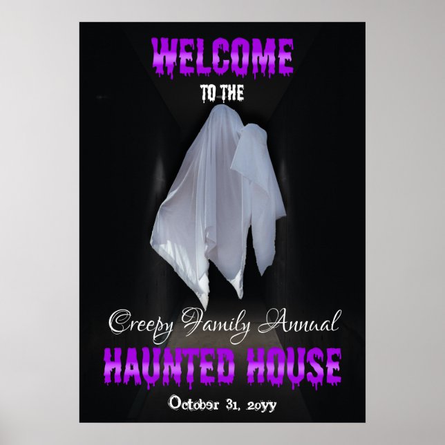 Taloky Ghost Mörk Hallway Haunted House Välkommen Poster (Framsidan)