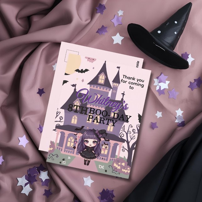 Taloky Gothic Girl Lila Birthday Tack Vykort (Spooky Gothic girl Purple Birthday Thank you Postcard)