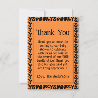 Taloky Halloween Baby Shower Tack för ditt kort