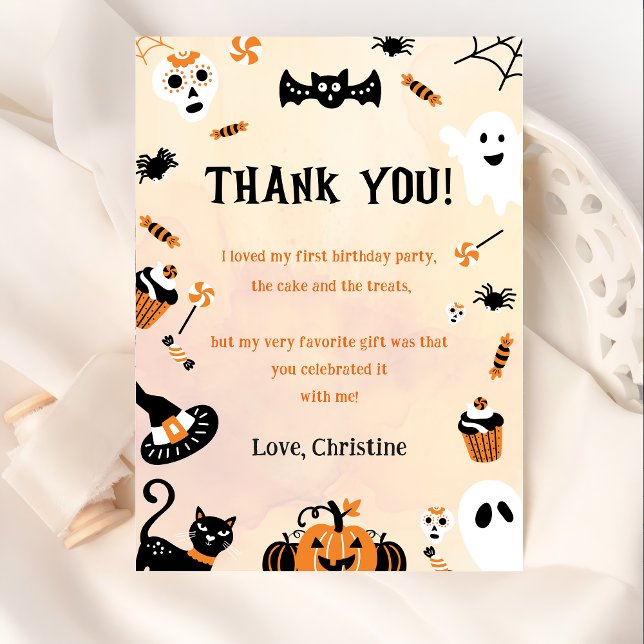 Taloky Halloween Cute Ghost - tackkort Inbjudningar (Skapare uppladdad)