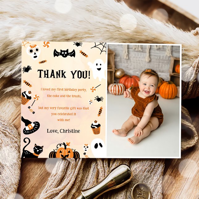 Taloky Halloween Cute Ghost - tackkort Inbjudningar (Skapare uppladdad)