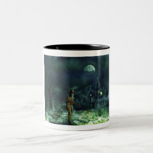 Taloky Halloween Grim Reaper and Haunted House Två-Tonad Mugg