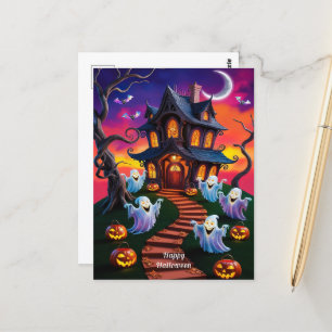 Taloky Halloween Haunted House Illustration Vykort