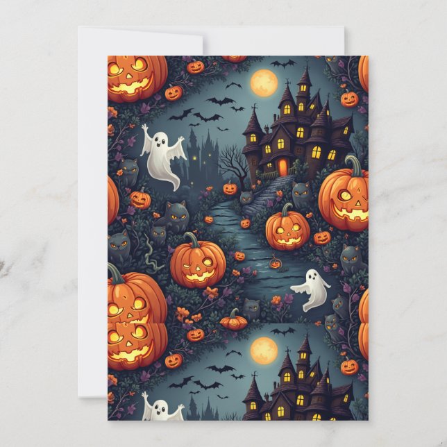 Taloky Halloween hemsökt nattlig inbjudan (Framsida)