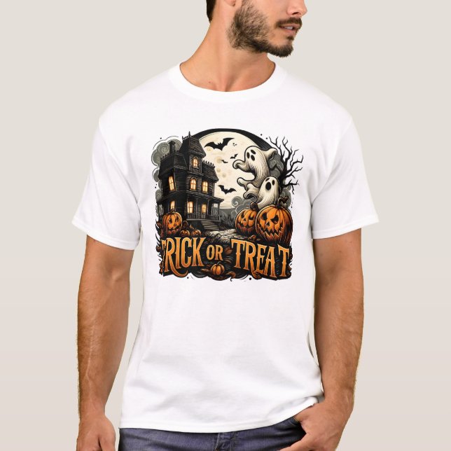 Taloky Halloween kväll med spöken och pumpor T Shirt (Framsida)
