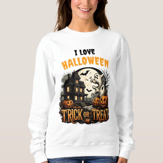 Taloky Halloween kväll med spöken och pumpor T Shirt (Framsida)