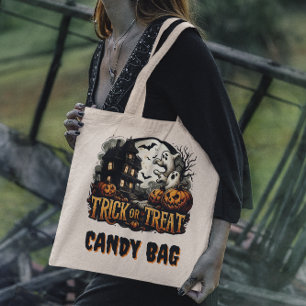 Taloky Halloween kväll med spöken och pumpor Tygkasse