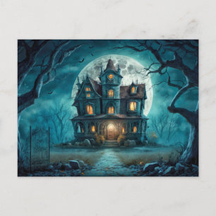 Taloky Hauned House under en hel måne Vykort