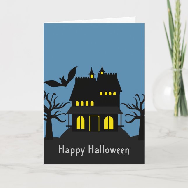 Taloky Haunted House Halloween Card Helgkort (Framsida)