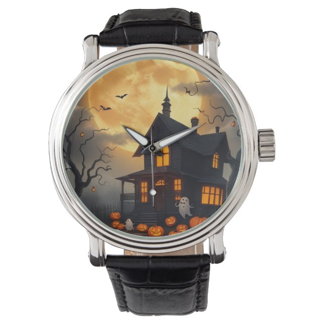 Taloky Haunted House Halloween Nattdesign Armbandsur (Framsida)
