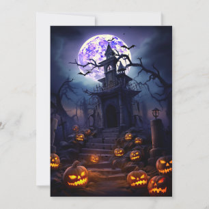 Taloky Haunted House i anpassningsbar Halloween fe Inbjudningar