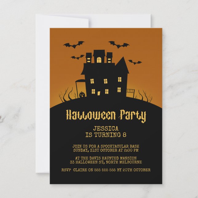 Taloky House Halloween Birthday-inbjudan Inbjudningar (Framsida)