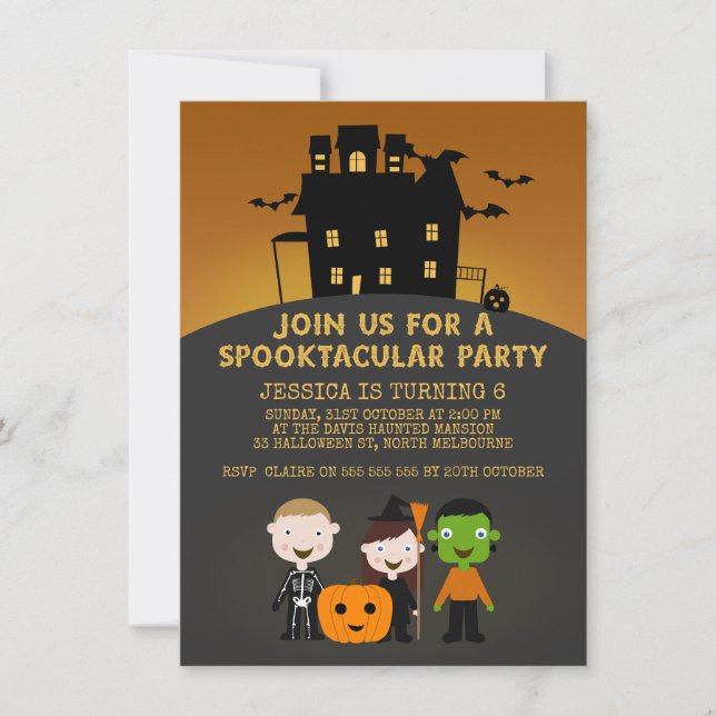 Taloky House Kids Halloween Birthday-inbjudan Inbjudningar (Framsida)