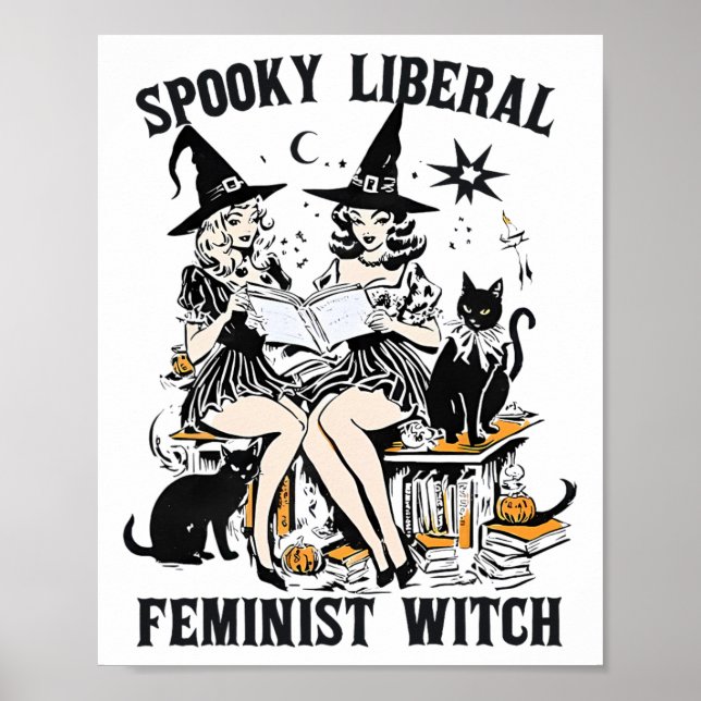 Taloky Liberal Feminist Witch Halloween Librarian Poster (Framsidan)