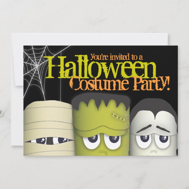 Taloky Monster och vänner Halloween Costume Party Inbjudningar (Framsida)