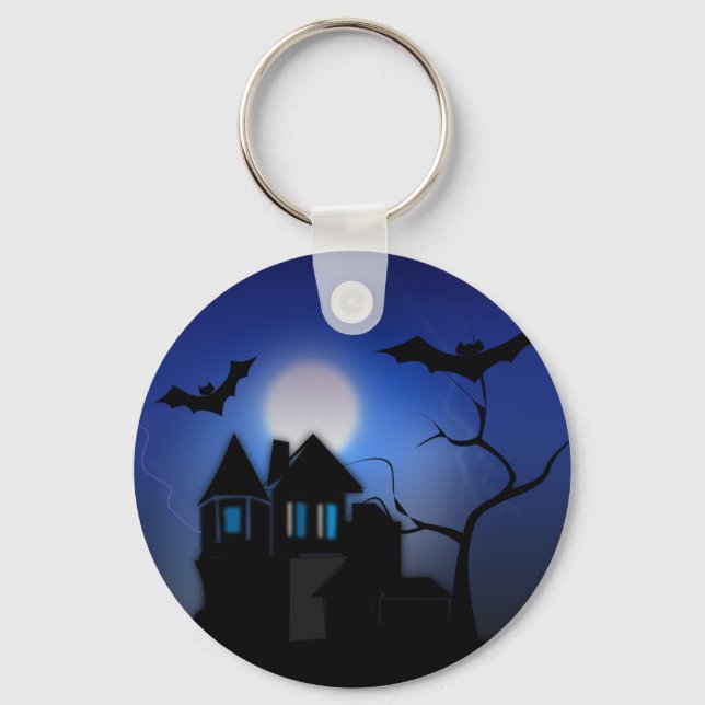 Taloky Moonlit Haunted Mansion Button Keychain Nyckelring (Framsida)