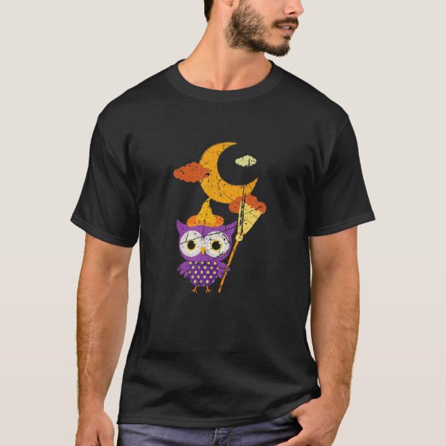 Taloky Natt, stressad Uggla Witch Halloween-gåvor T Shirt (Framsida)