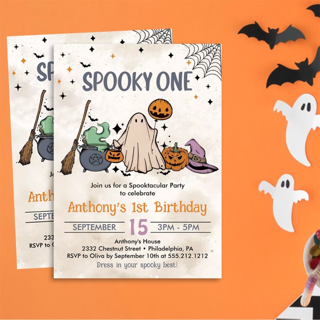 Taloky One Halloween 1:a födelsedagsbjudandet Inbjudningar (Skapare uppladdad)