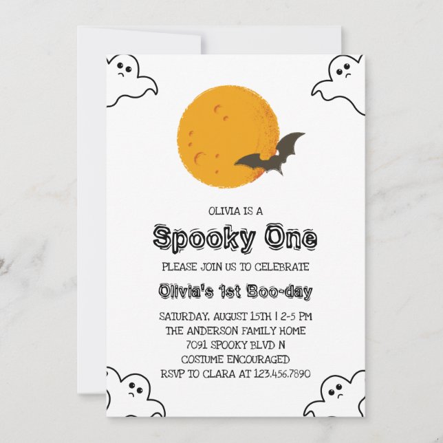 Taloky One Halloween 1:a födelsedagsinbjudan Inbjudningar (Framsida)