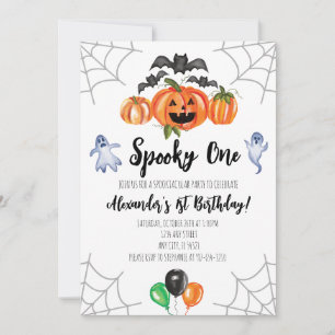 Taloky One Halloween 1:a födelsedagsinbjudan Inbjudningar