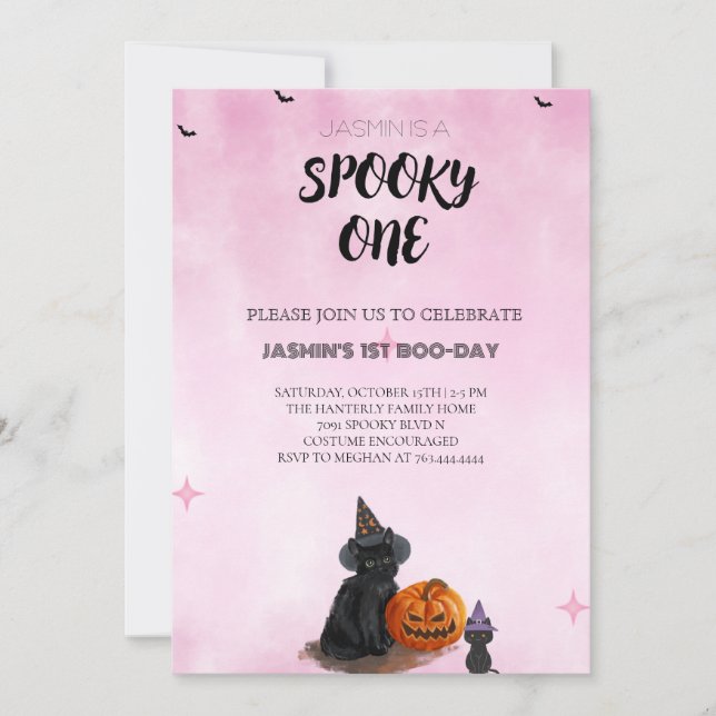 Taloky One Halloween Birthday-inbjudan Inbjudningar (Framsida)