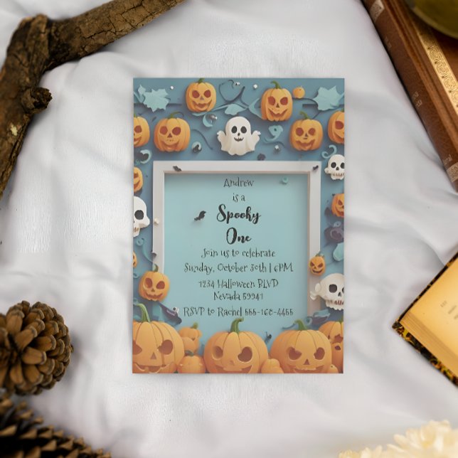 Taloky One Halloween första födelsedagsinbjudan Inbjudningar (Skapare uppladdad)