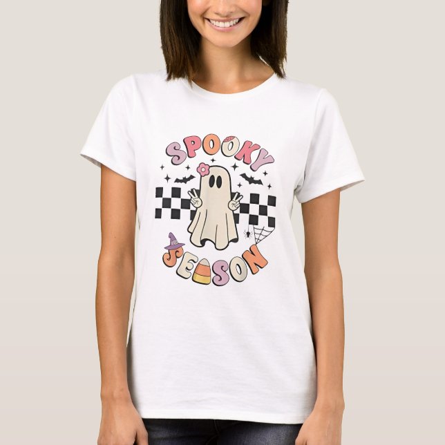 Taloky Season Retro Happy halloween Ghost Women to T Shirt (Framsida)