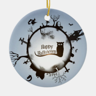 Taloky Themens prydnadsrunda i happy halloween Julgransprydnad Keramik