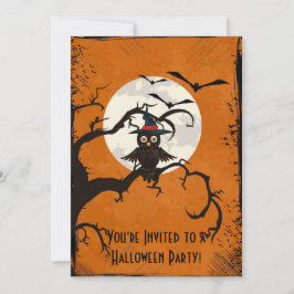 Taloky Träd Uggla full Moon Halloween-inbjudan Inbjudningar