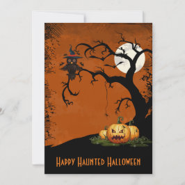 Taloky Träd Uggla full Moon Halloween-inbjudan Inbjudningar