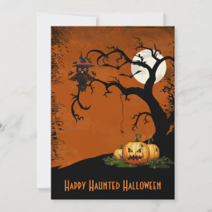Taloky Träd Uggla full Moon Halloween-inbjudan Inbjudningar