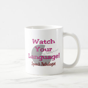 Talpatolog "klocka ditt språk ", kaffemugg