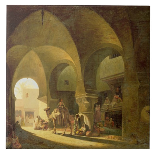 Talrika figurer i en norr afrikansk basar, 1839 ( kakelplatta (Framsidan)