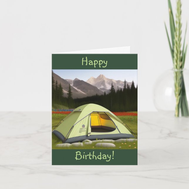 Tält Camping Birthday Kort (Framsida)