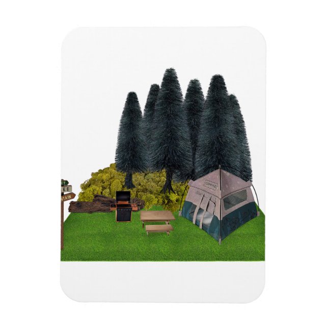 Tält Camping in Forest Magnet (Vertikal)