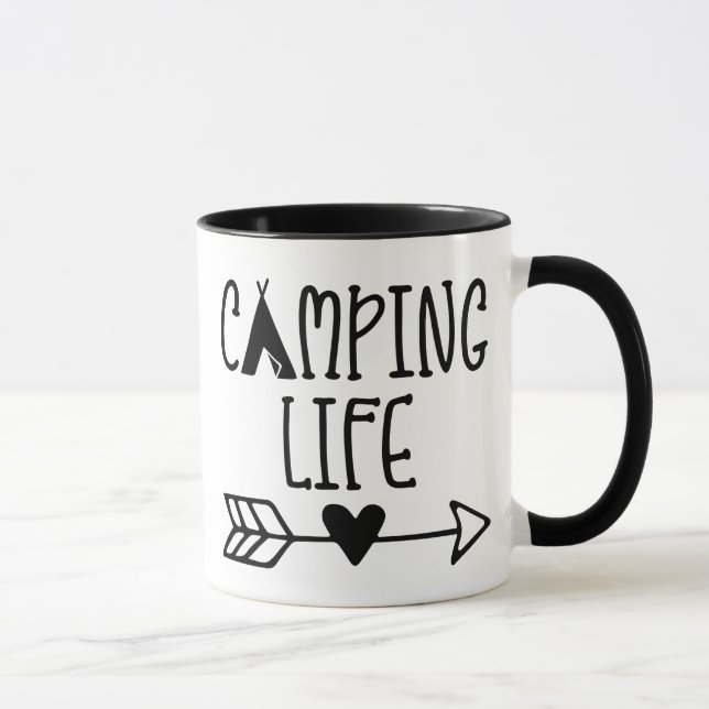 Tält Camping Liv Pil Kärlek Hjärtat  Mugg (Höger)